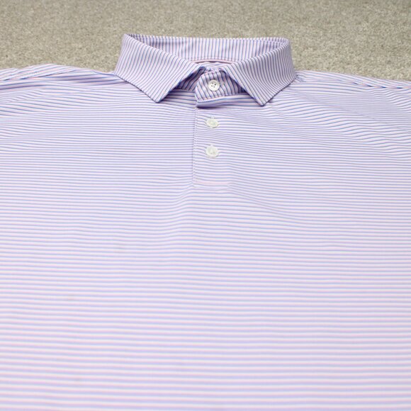 Harlestons Polo Shirt Mens 2XL XXL Pink/Blue Striped Tailored Fit Short Sleeve - Picture 5 of 15